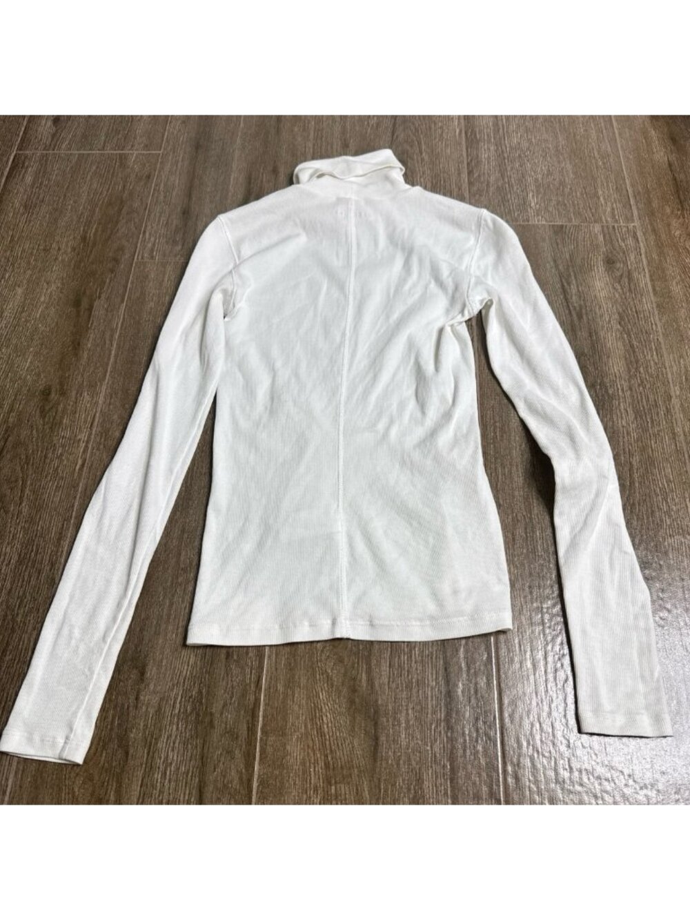 Everlane Ribbed Turtleneck Long Sleeve White Top XS
